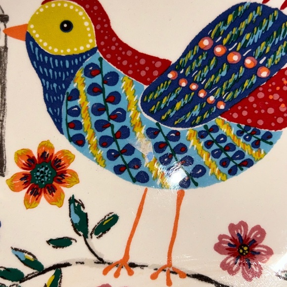 Pier 1 Imports ironstone bird plate measures 9 inches round lovely flowers - Picture 5 of 8